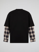 Double-Layer Plaid Long Sleeves