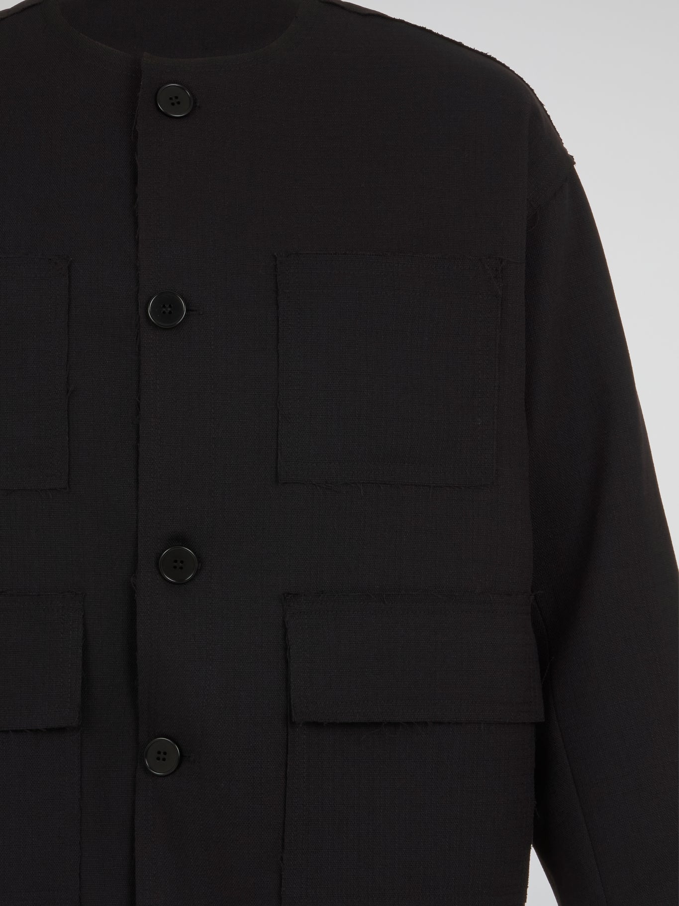 Black Collarless Work Jacket