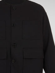 Black Collarless Work Jacket