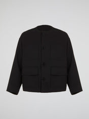 Black Collarless Work Jacket