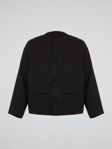 Black Collarless Work Jacket