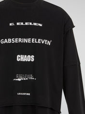 Black Layered Graphic Long-Sleeve