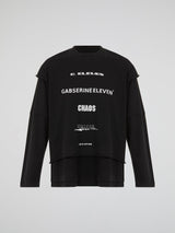 Black Layered Graphic Long-Sleeve