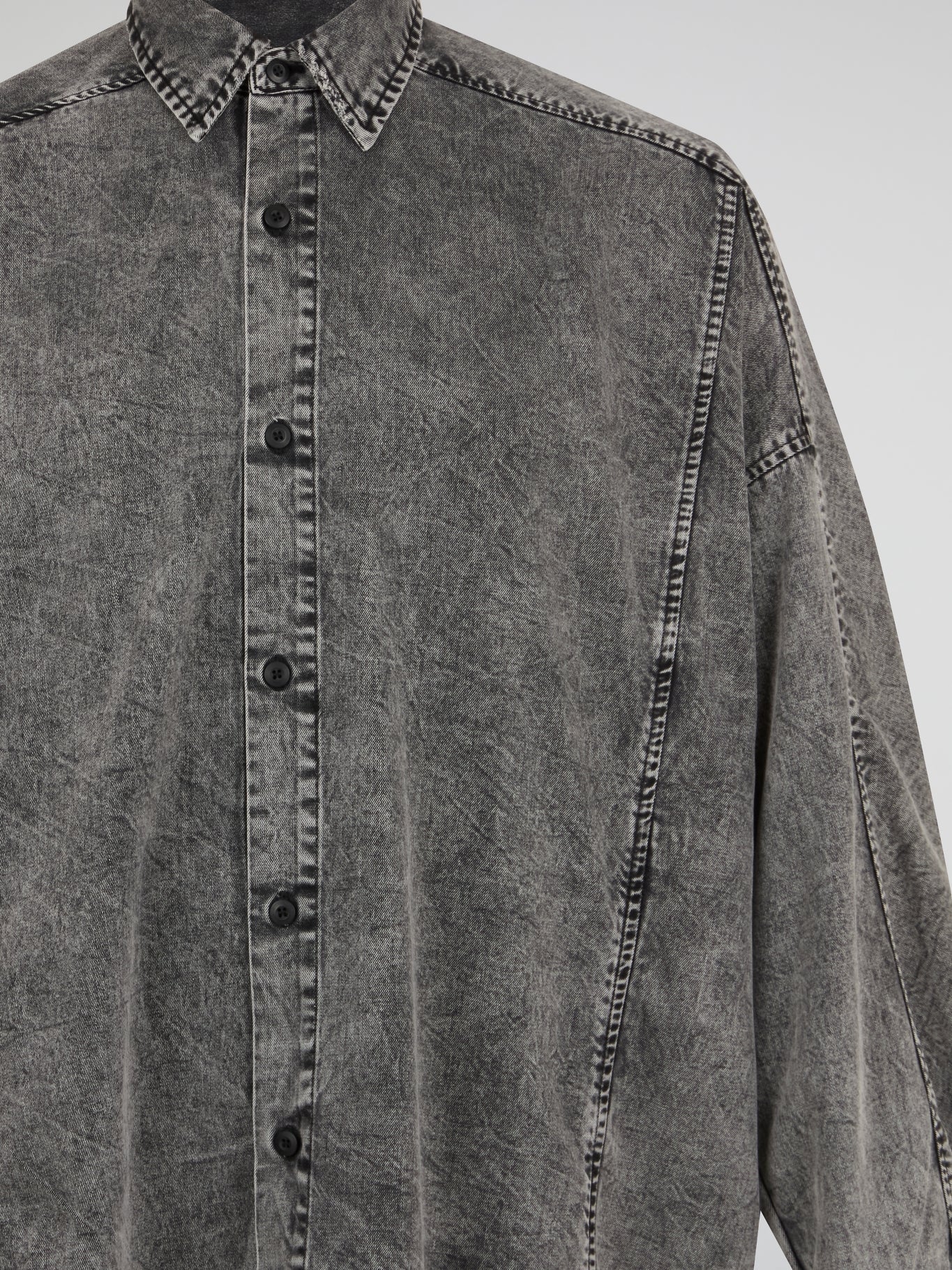 Denim Oversized Grey Stone Washed Shirt