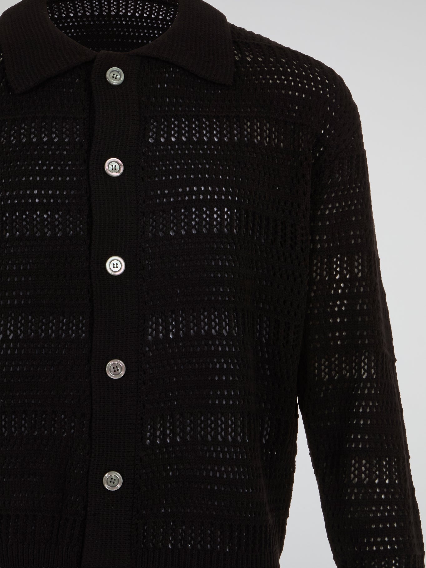 Black Knitted Mesh Cardigan