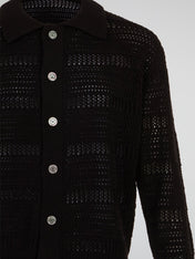 Black Knitted Mesh Cardigan