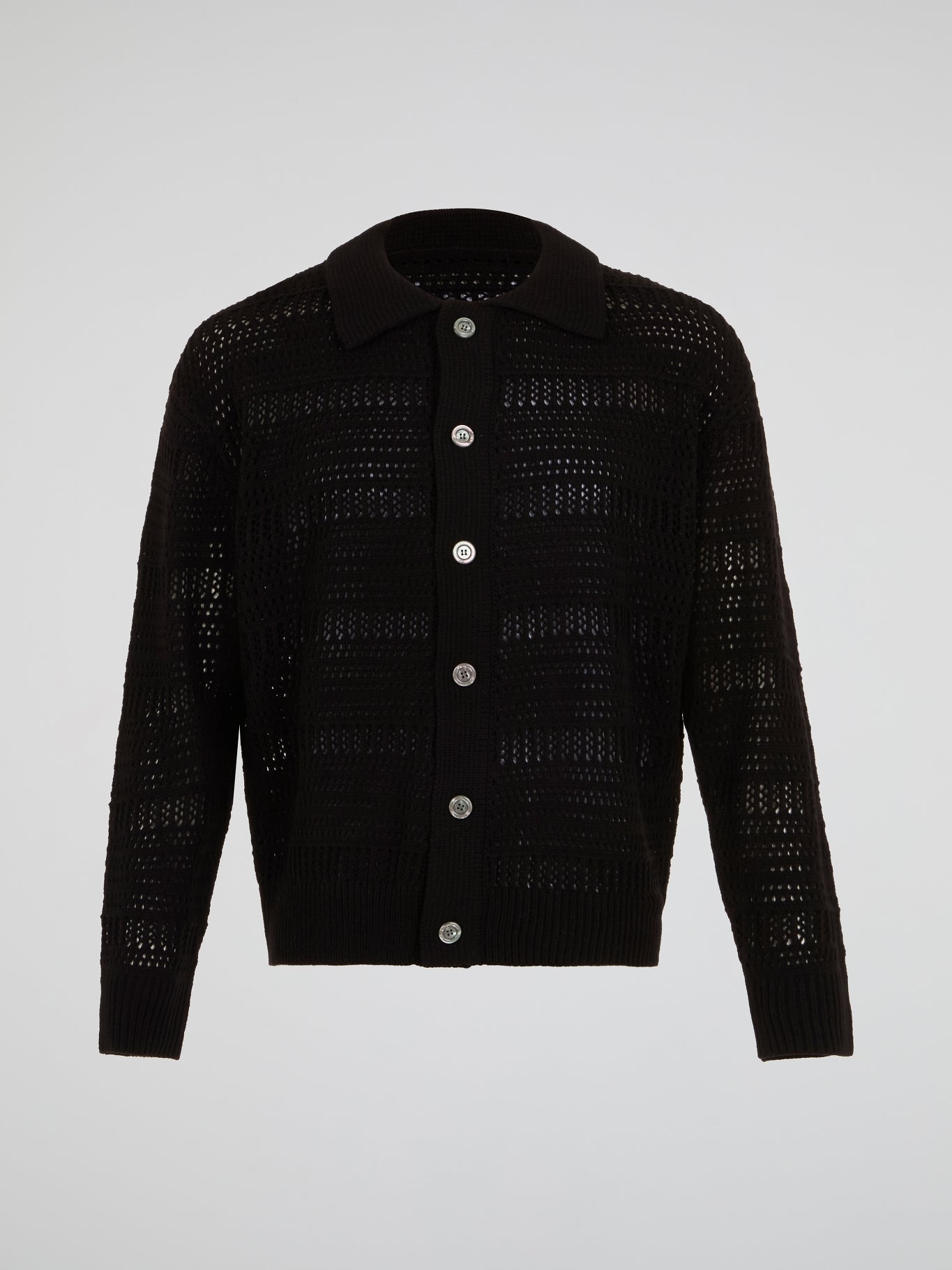 Black Knitted Mesh Cardigan