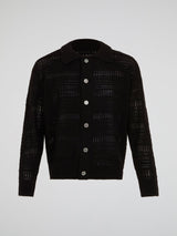 Black Knitted Mesh Cardigan