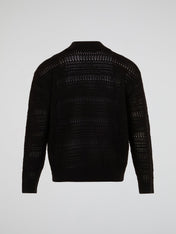 Black Knitted Mesh Cardigan