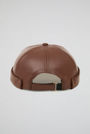 Docker Hat Dark Brown hat PU Leather