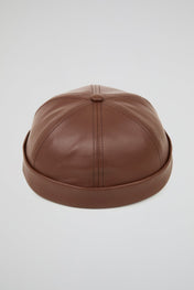 Docker Hat Dark Brown hat PU Leather
