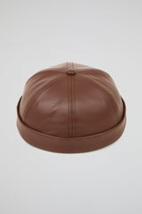 Docker Hat Dark Brown hat PU Leather
