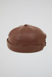 Docker Hat Dark Brown hat PU Leather