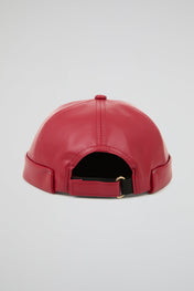 Docker Hat Cherry Red PU Leather
