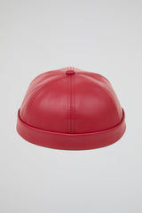 Docker Hat Cherry Red PU Leather