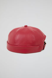 Docker Hat Cherry Red PU Leather