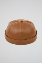 Docker Hat Camel PU Leather