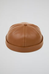 Docker Hat Camel PU Leather