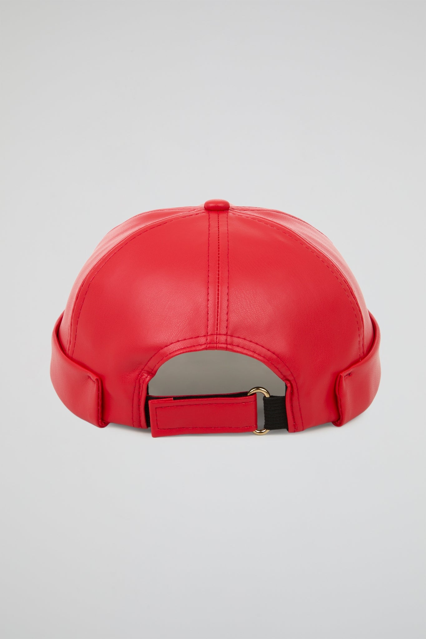 Docker Hat Bright Red PU Leather