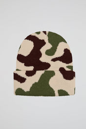 Khaki-Beige Camouflage Knitted Beanie