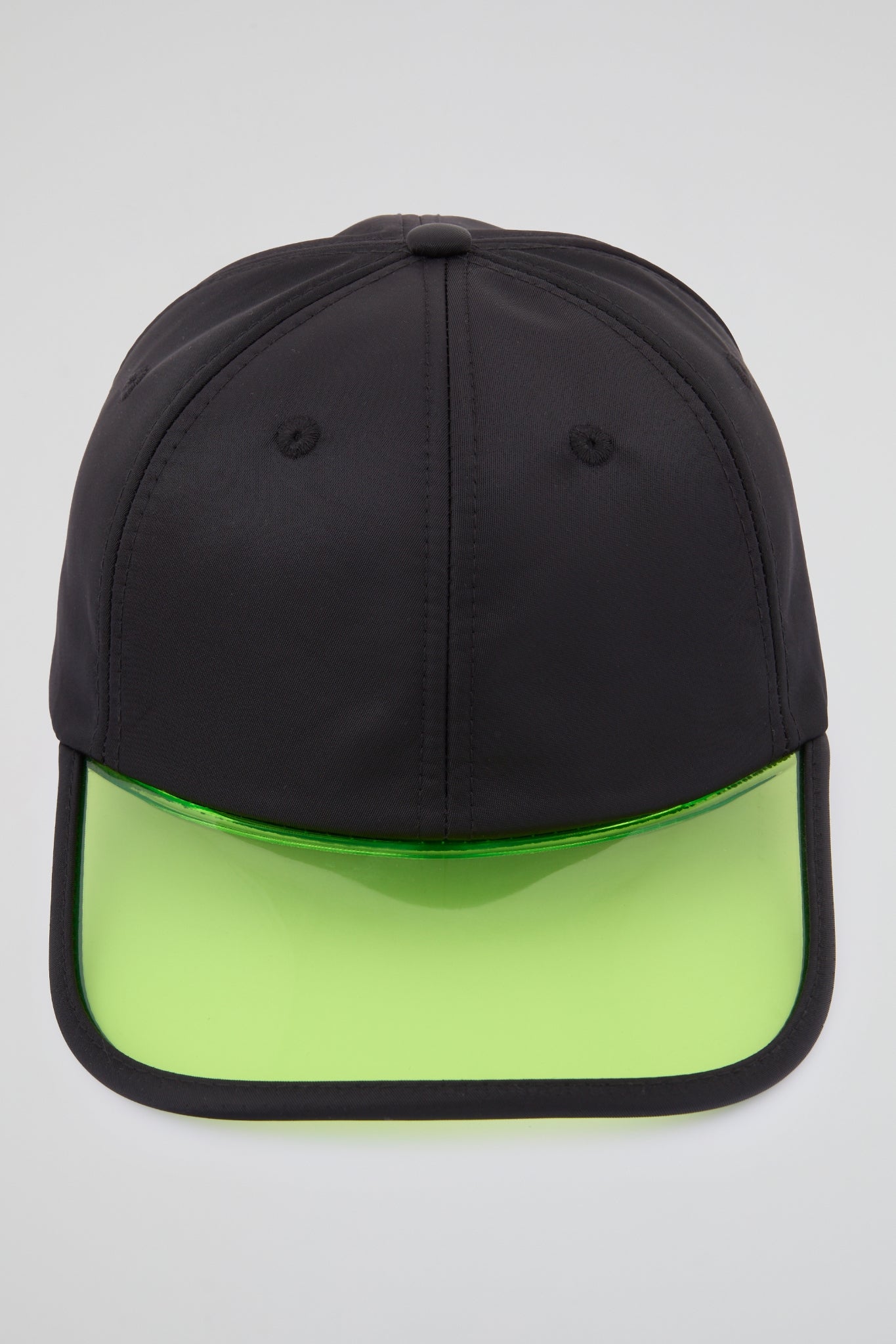 Black Baseball cap with neon yellow pvc visor