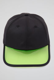 Black Baseball cap with neon yellow pvc visor
