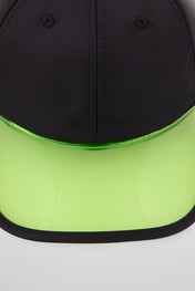 Black Baseball cap with neon yellow pvc visor