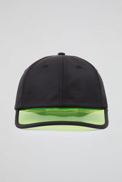 Black Baseball cap with neon yellow pvc visor