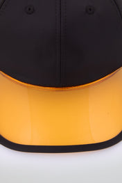 Black baseball cap with orange pvc visor
