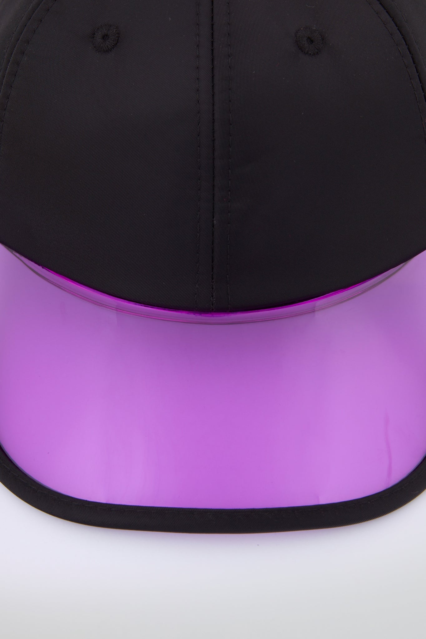 Black baseball cap with neon purple pvc visor
