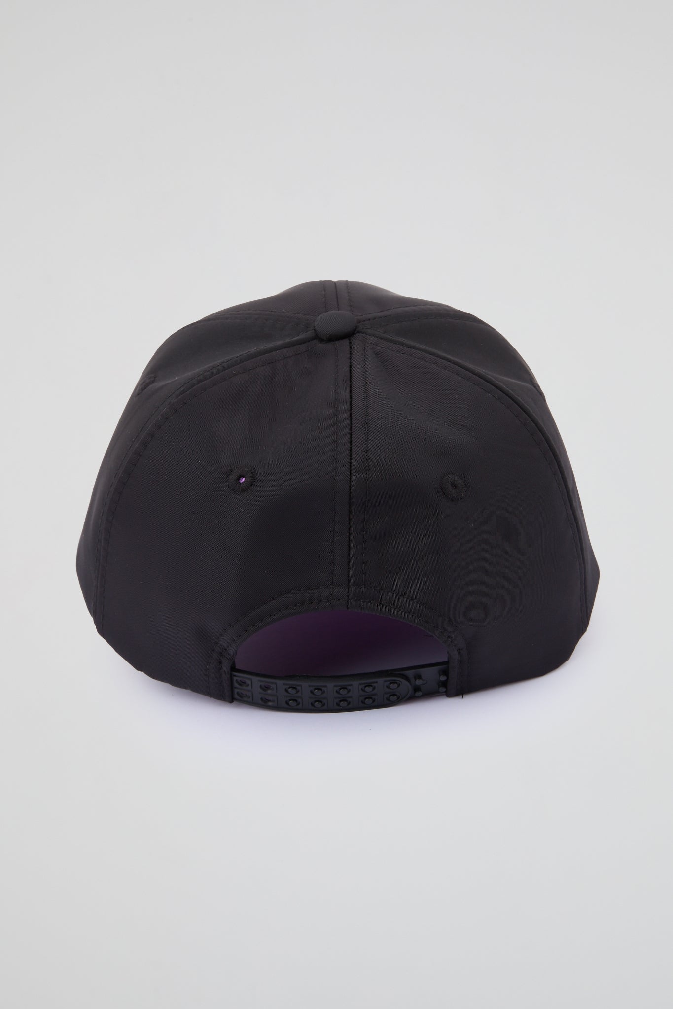 Black baseball cap with neon purple pvc visor