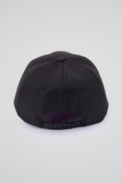 Black baseball cap with neon purple pvc visor