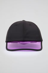 Black baseball cap with neon purple pvc visor