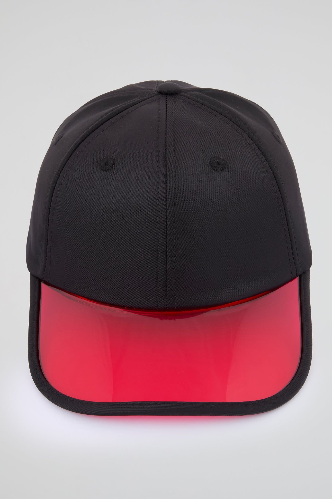 Black Baseball cap with red pvc visor