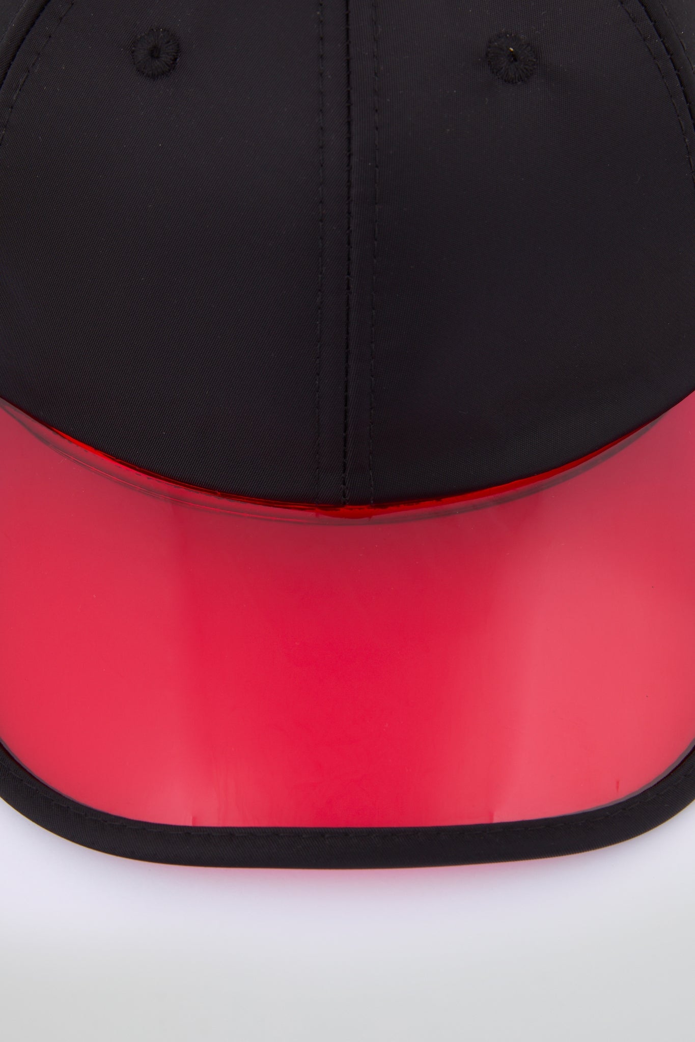 Black Baseball cap with red pvc visor