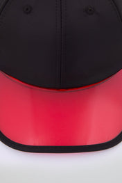 Black Baseball cap with red pvc visor