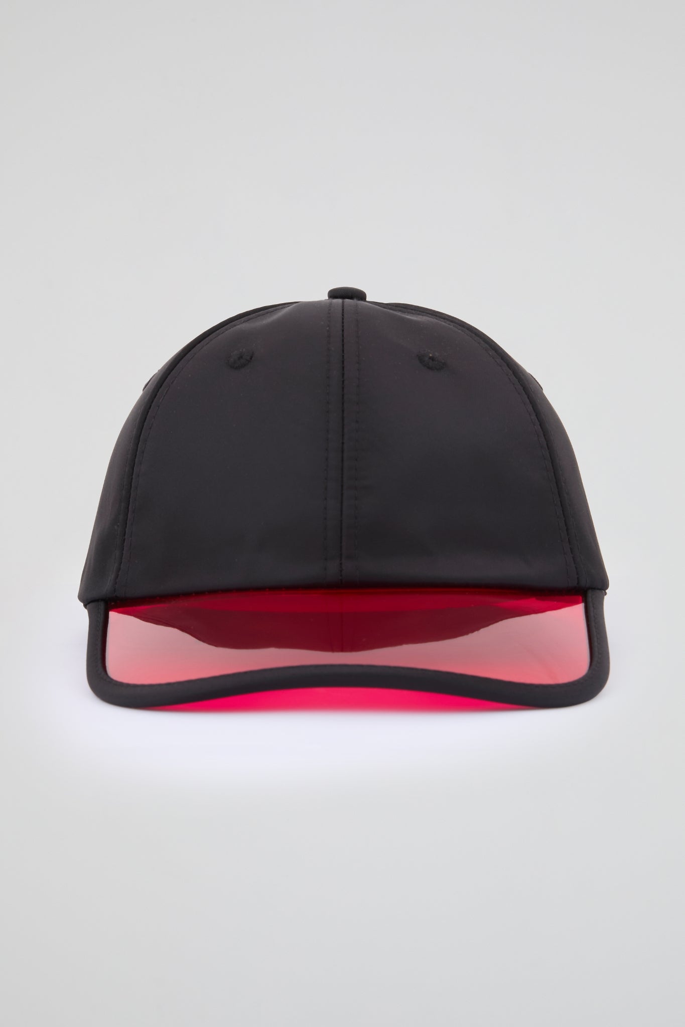 Black Baseball cap with red pvc visor