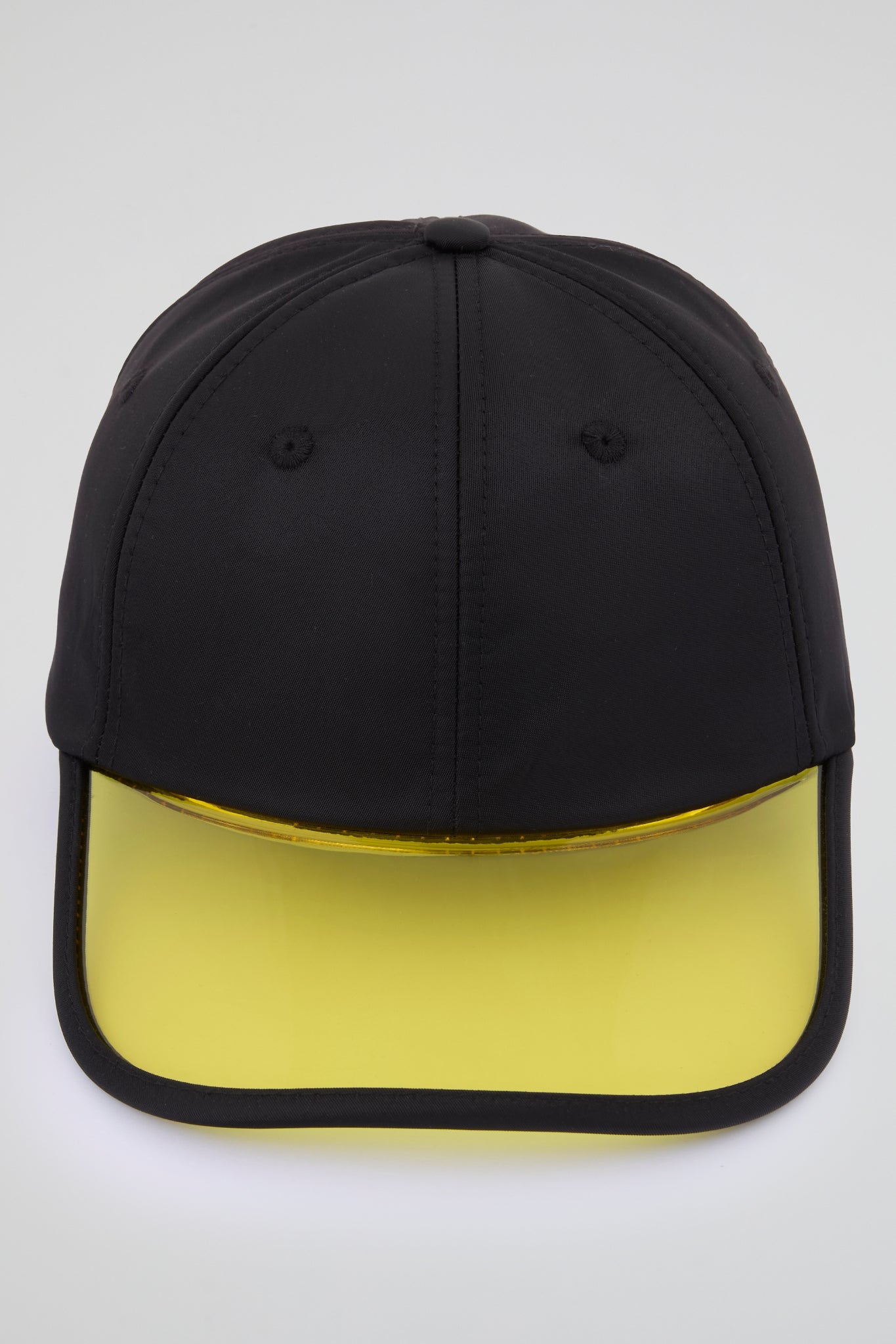 Black Baseball cap with yellow pvc visor