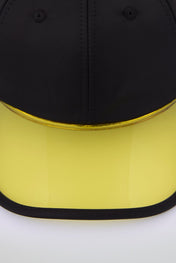 Black Baseball cap with yellow pvc visor