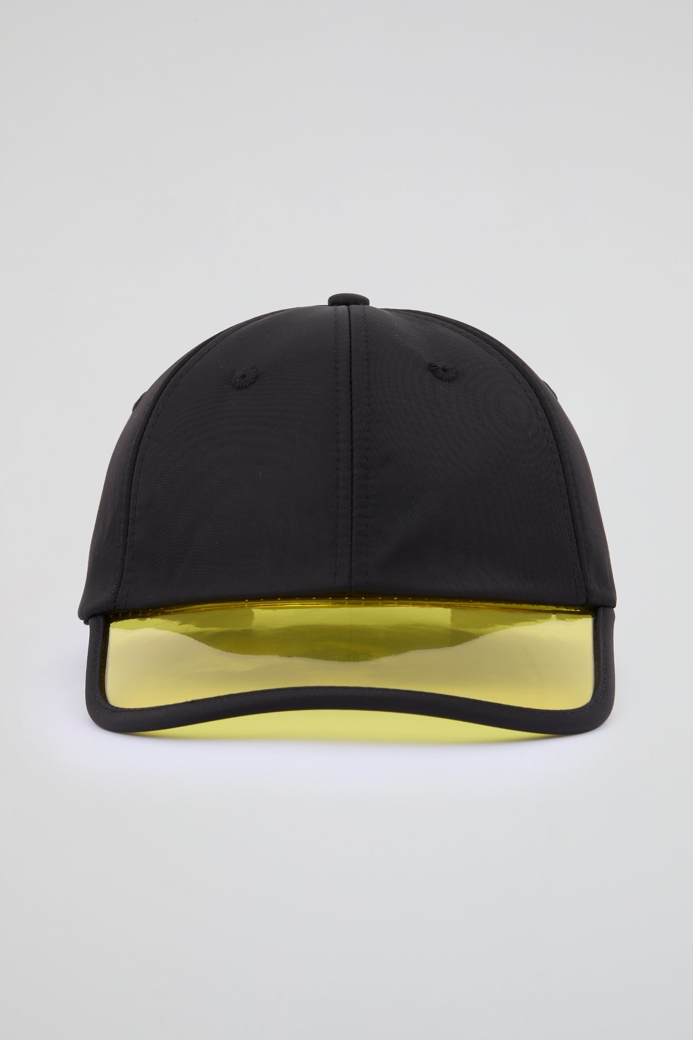 Black Baseball cap with yellow pvc visor