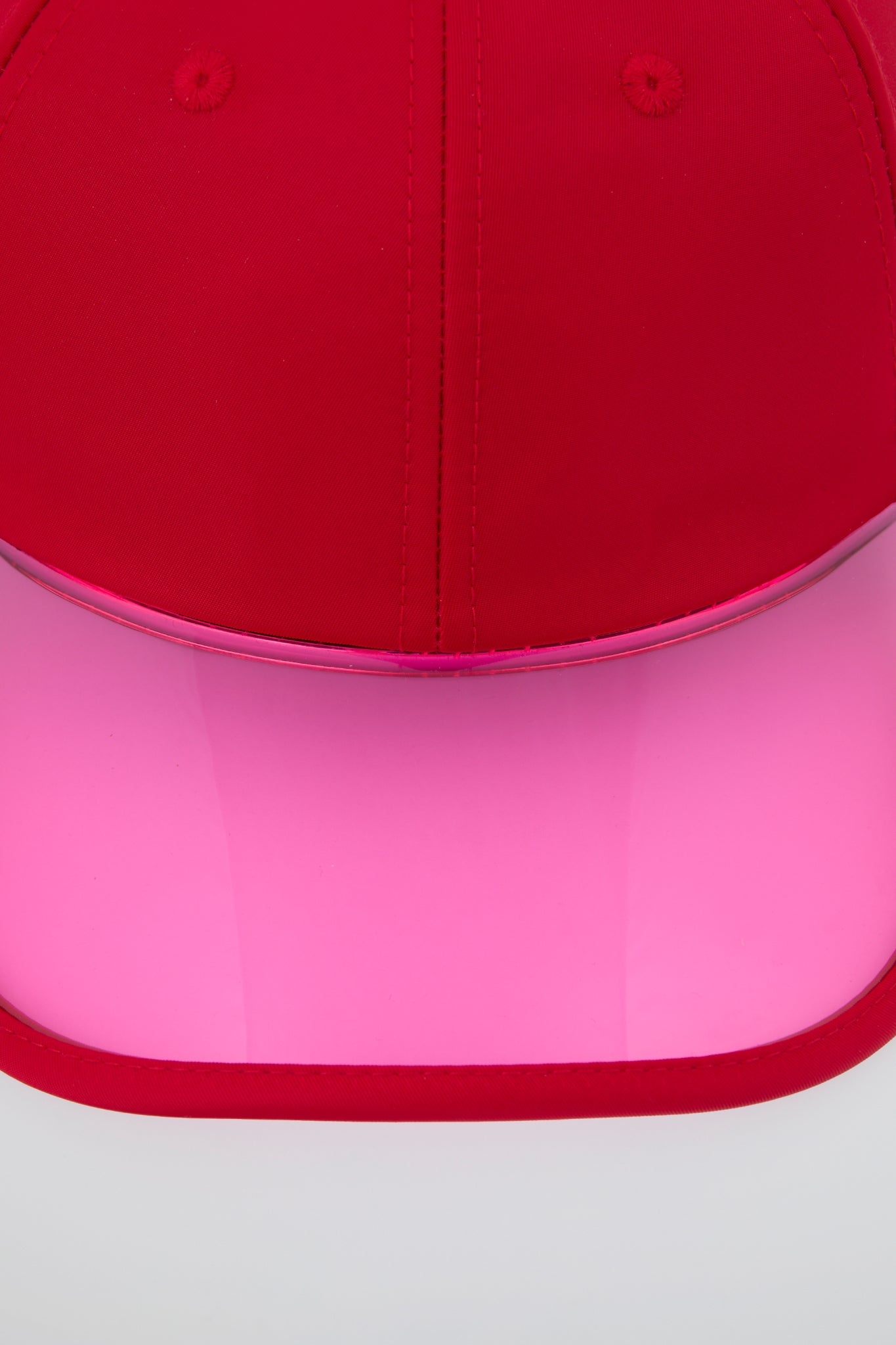 Red Baseball cap with pink pvc visor