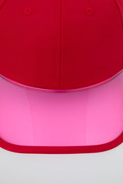 Red Baseball cap with pink pvc visor
