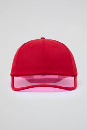 Red Baseball cap with pink pvc visor