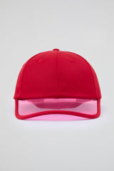 Red Baseball cap with pink pvc visor