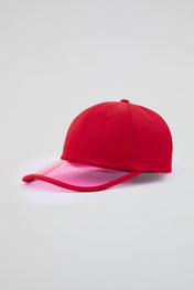 Red Baseball cap with pink pvc visor