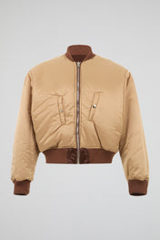 Chocolate Reversible Satin-Finish Bomber Jacket