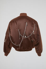 Chocolate Reversible Satin-Finish Bomber Jacket