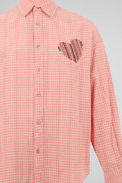 Salmon-Pink Gingham Strata-Heart Shirt