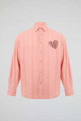 Salmon-Pink Gingham Strata-Heart Shirt