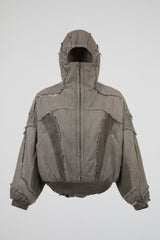 Multi-Tonal Pixel Knit Zip-Up Jacket